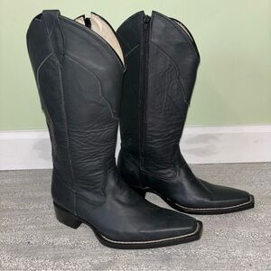 Sleek Black Western Heeled Boots for Women